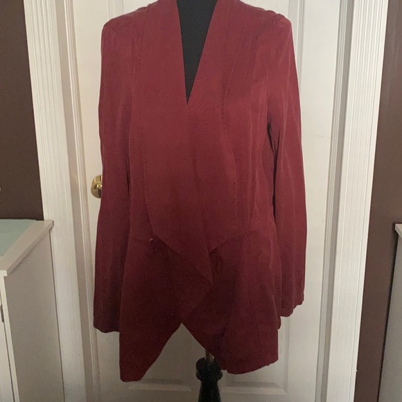 Coffee Shop New York Drape Front Jacket Rusty Red - Picture 1 of 7